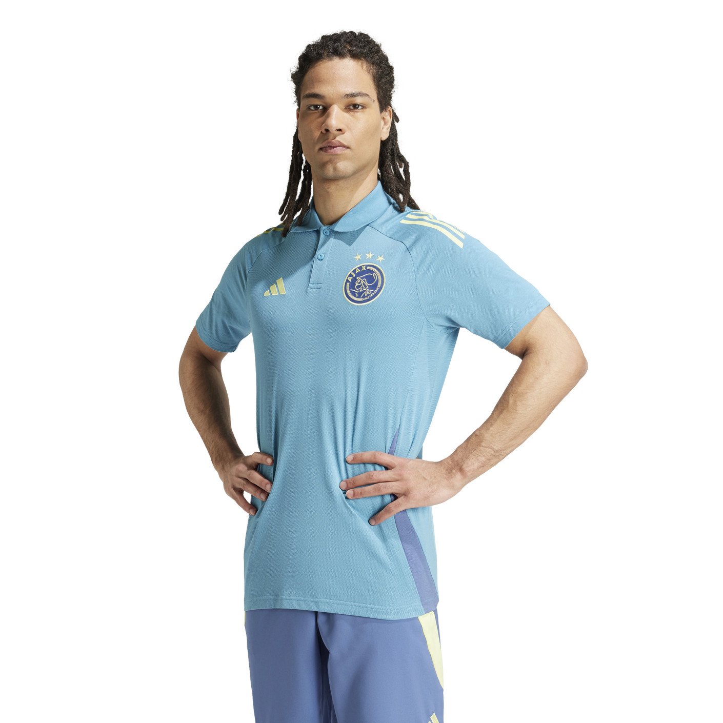 adidas Ajax Polo 2024-2025 Bleu Clair Bleu Jaune