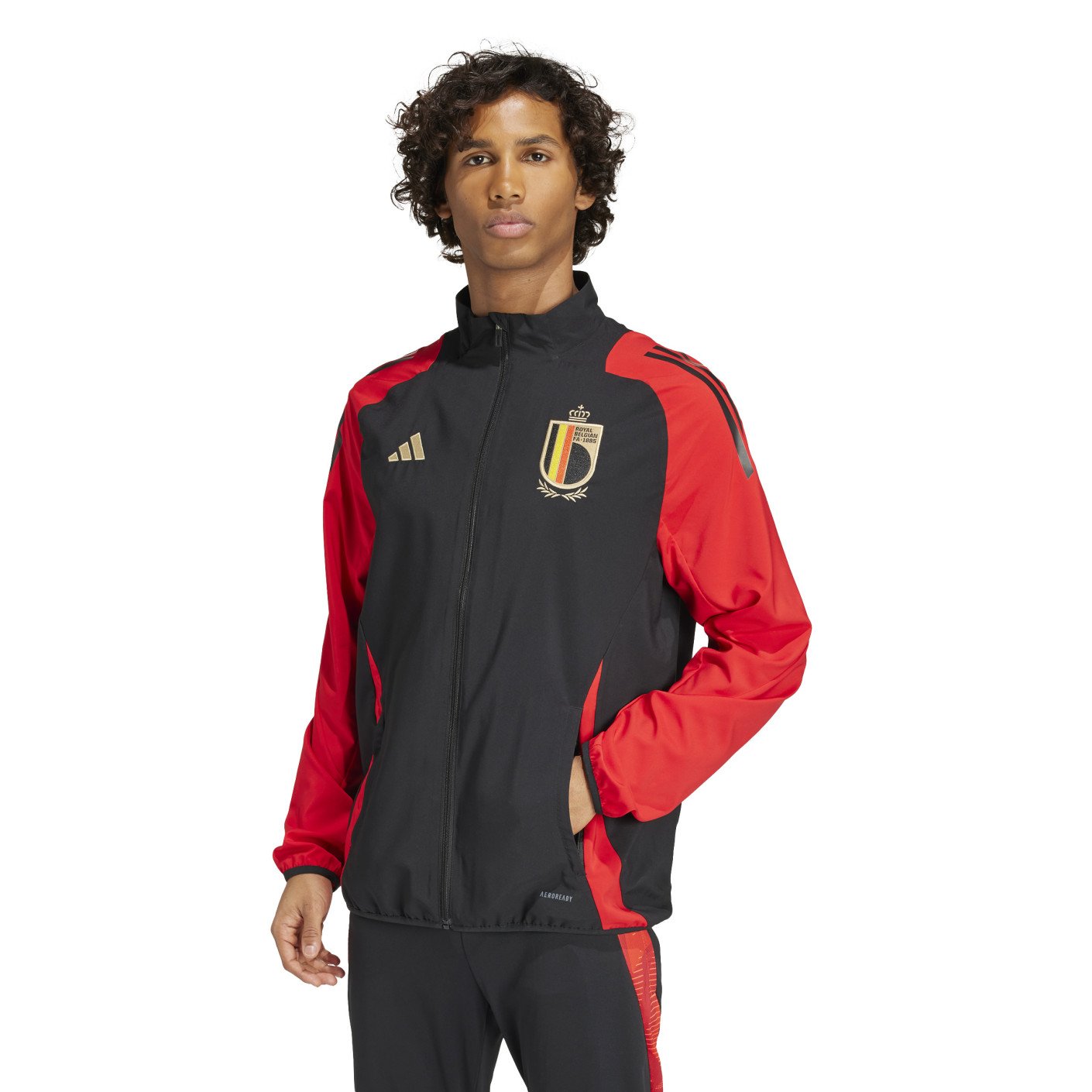 adidas Belgique Présentation Veste d'Entraînement 2024-2026 Noir Rouge Doré