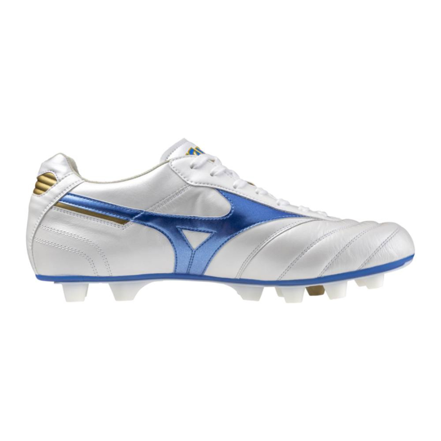 Mizuno Morelia II Elite Gras Voetbalschoenen (FG) Wit Blauw Goud