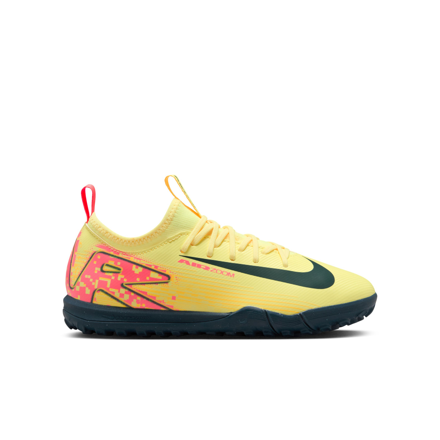 Nike Zoom Mercurial Vapor 16 Mbappé Academy Turf Chaussures de Foot (TF) Enfants Jaune Rose Orange