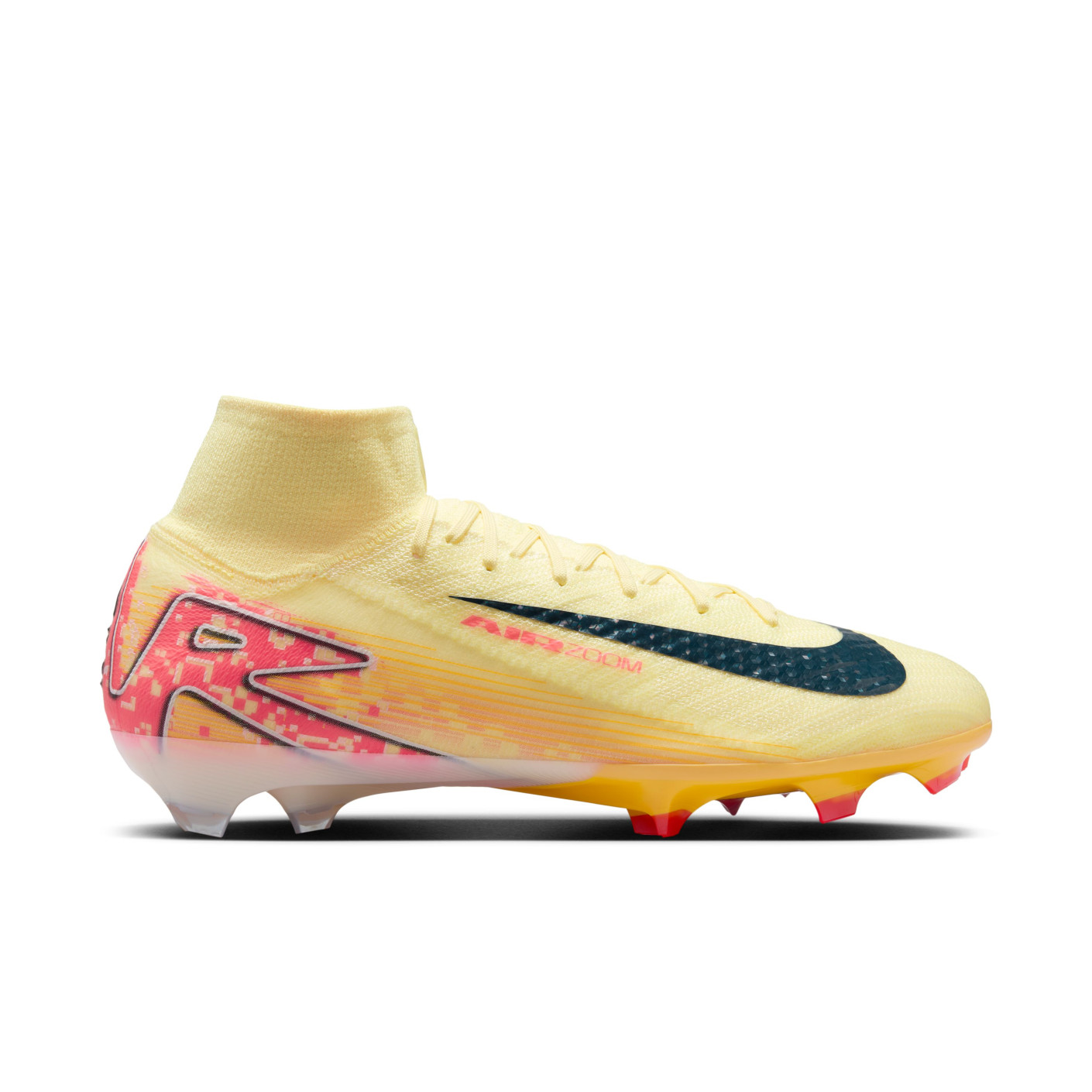 Nike Zoom Mercurial Superfly 10 Mbappé Elite Gazon Naturel Chaussures de Foot (FG) Jaune Rose Orange