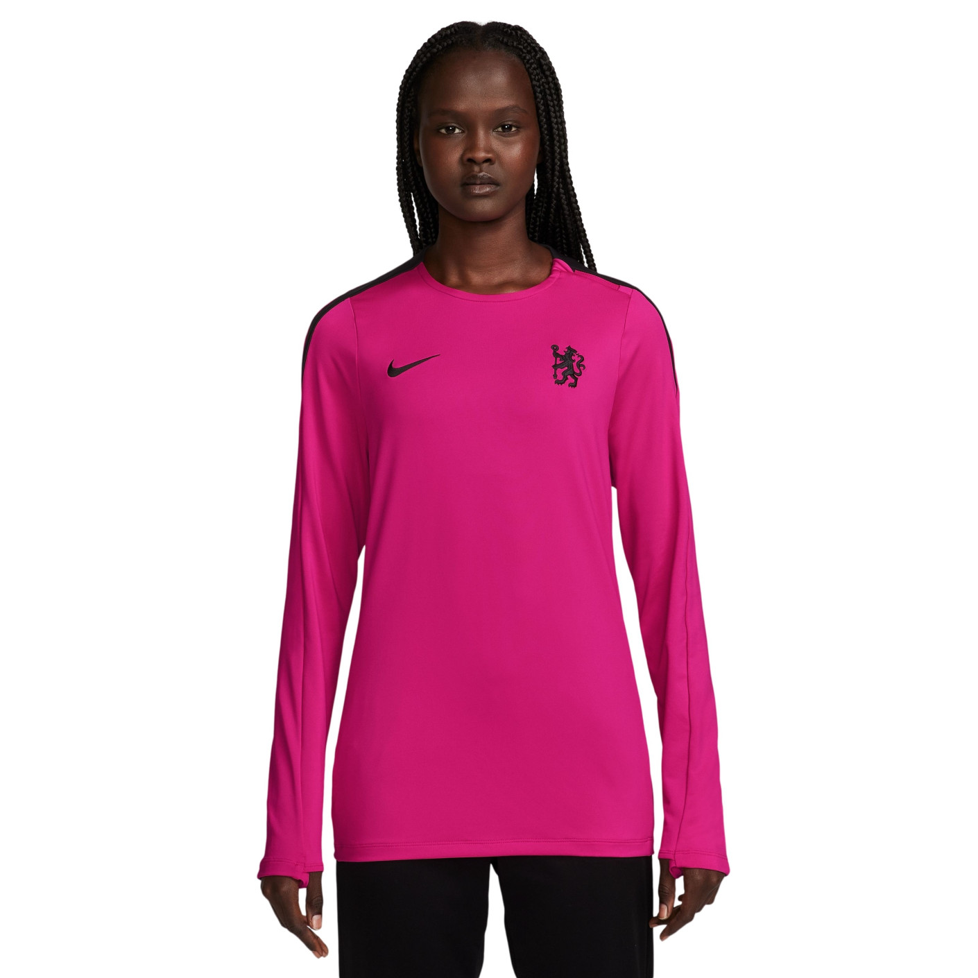 Nike Chelsea Strike Trainingsshirt Lange Mouwen 2024 2025 Dames Roze Zwart