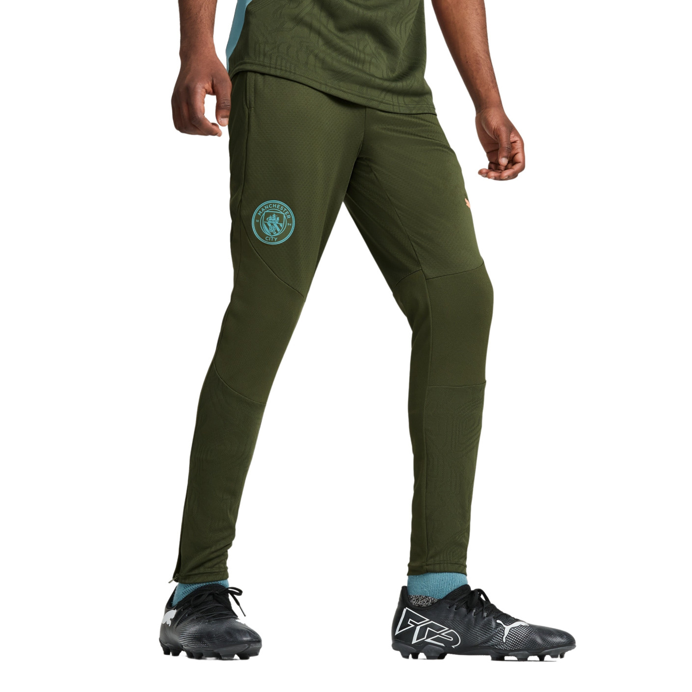 PUMA Manchester City Pantalon d'Entraînement 2024-2025 Vert Olive Bleu Clair Rose