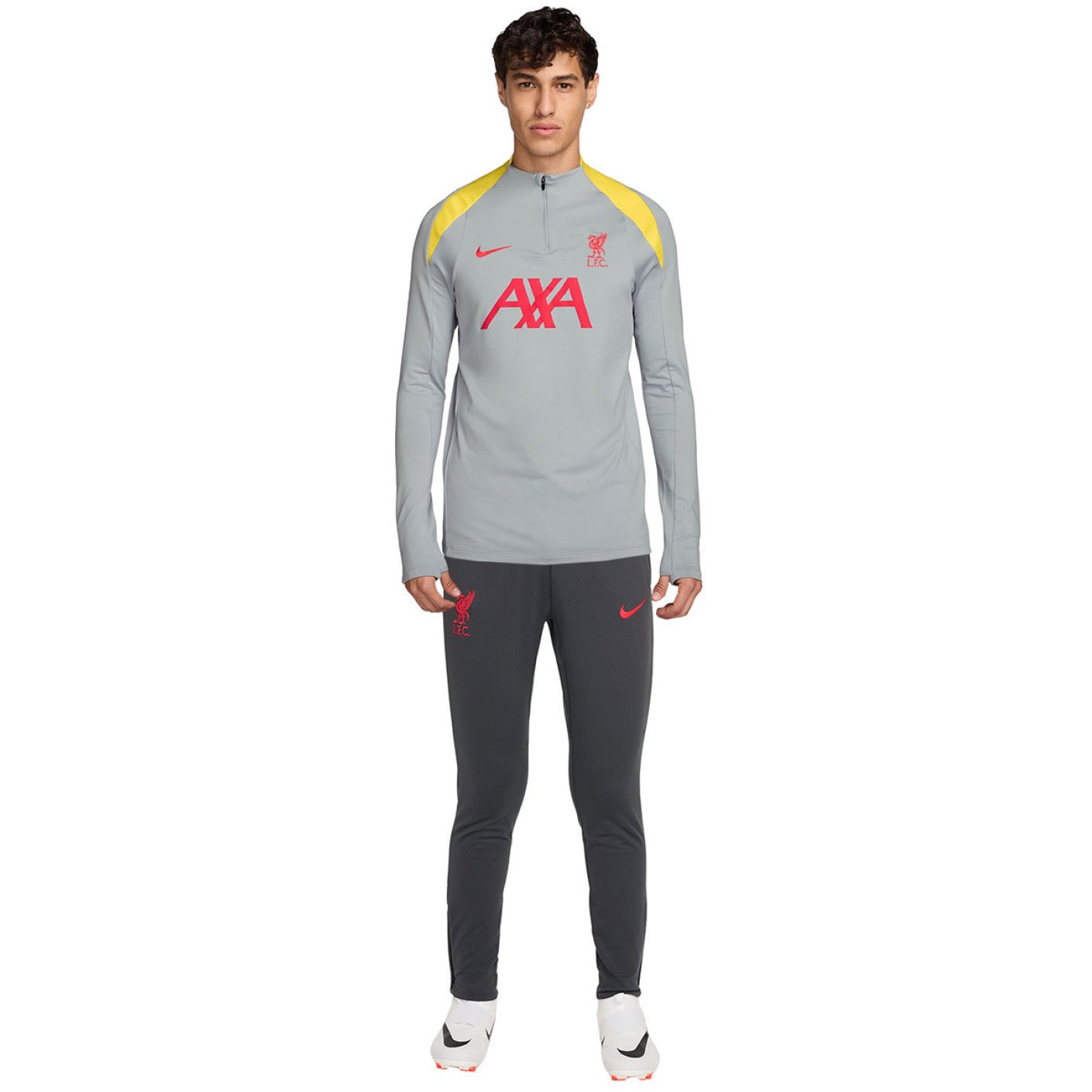 Nike Liverpool Strike Survêtement 1/4-Zip 2024-2025 Gris Gris Foncé Jaune Rouge