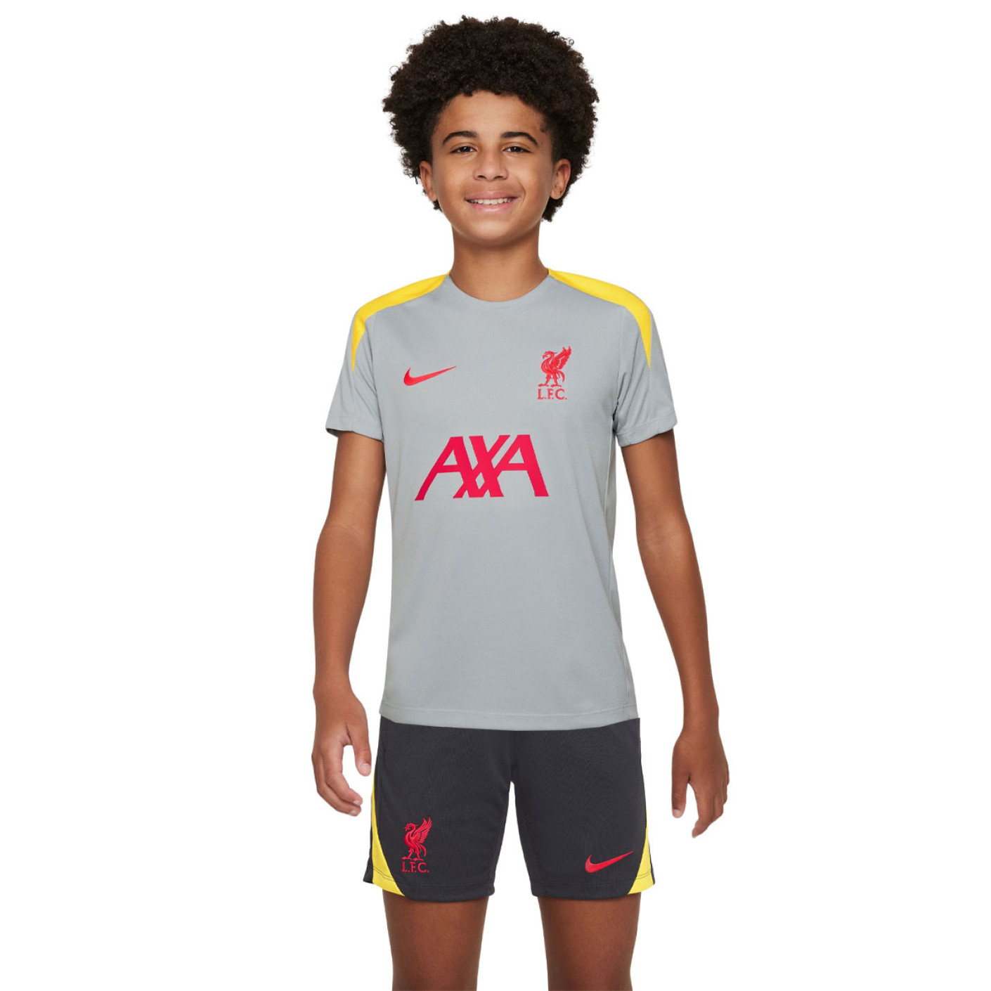 Nike Liverpool Strike Trainingsset 2024-2025 Kids Grijs Donkergrijs Geel Rood