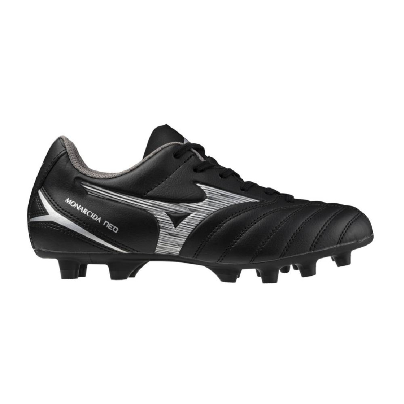 Mizuno Monarcida Neo III Select Gazon Naturel Chaussures de Foot (FG) Enfants Noir Argenté