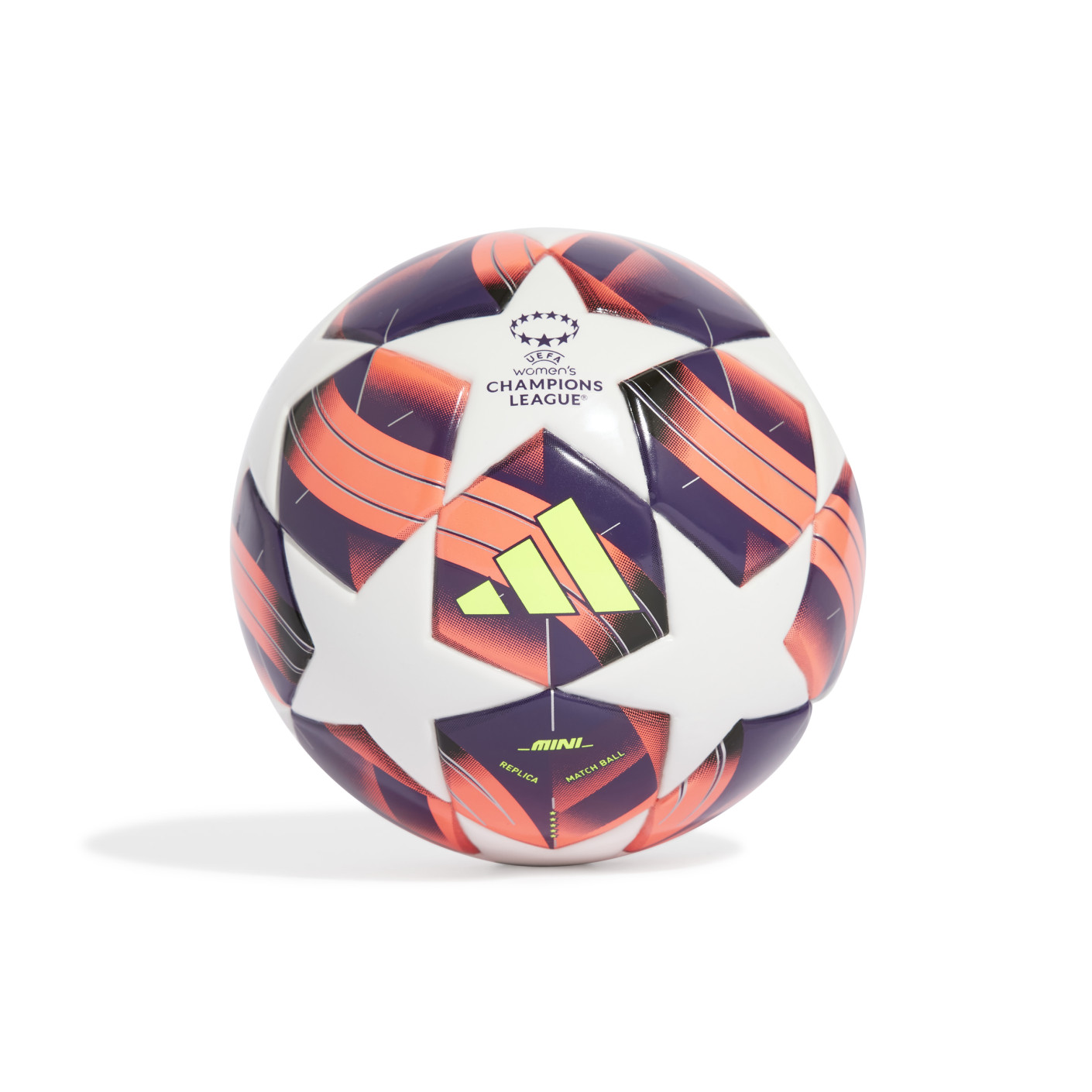 Mini-ballon de football adidas de l'UEFA Champions League pour femmes, taille 1, blanc, orange, violet