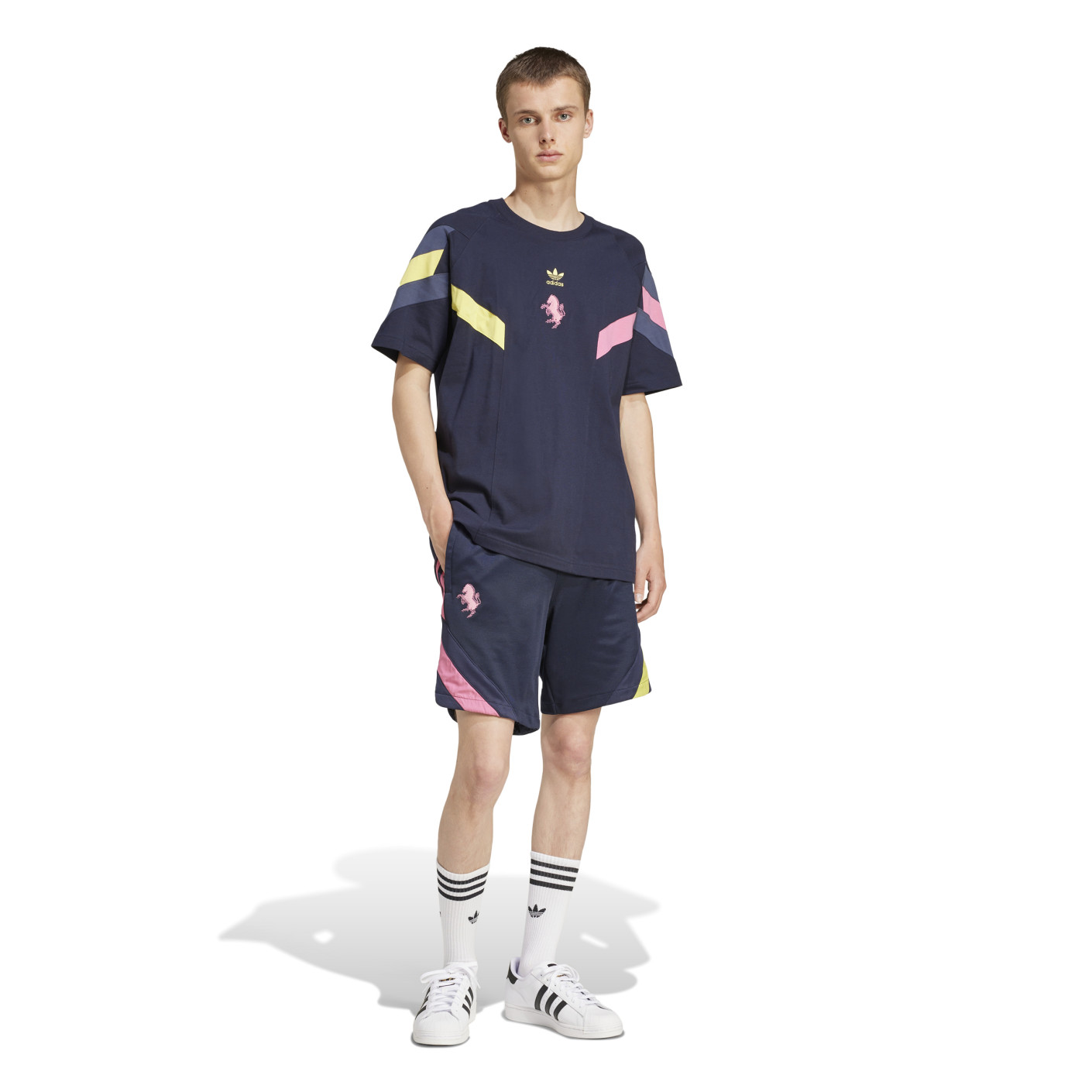 Set d'été adidas Juventus Originals 2024-2025 bleu foncé rose jaune