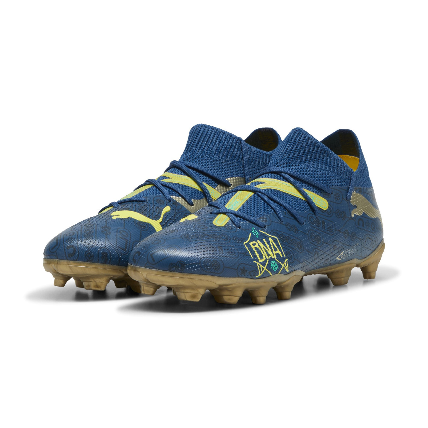 PUMA Future 7 Match BNA Gras / Kunstgras Voetbalschoenen (MG) Kids Donkerblauw Goud Geel