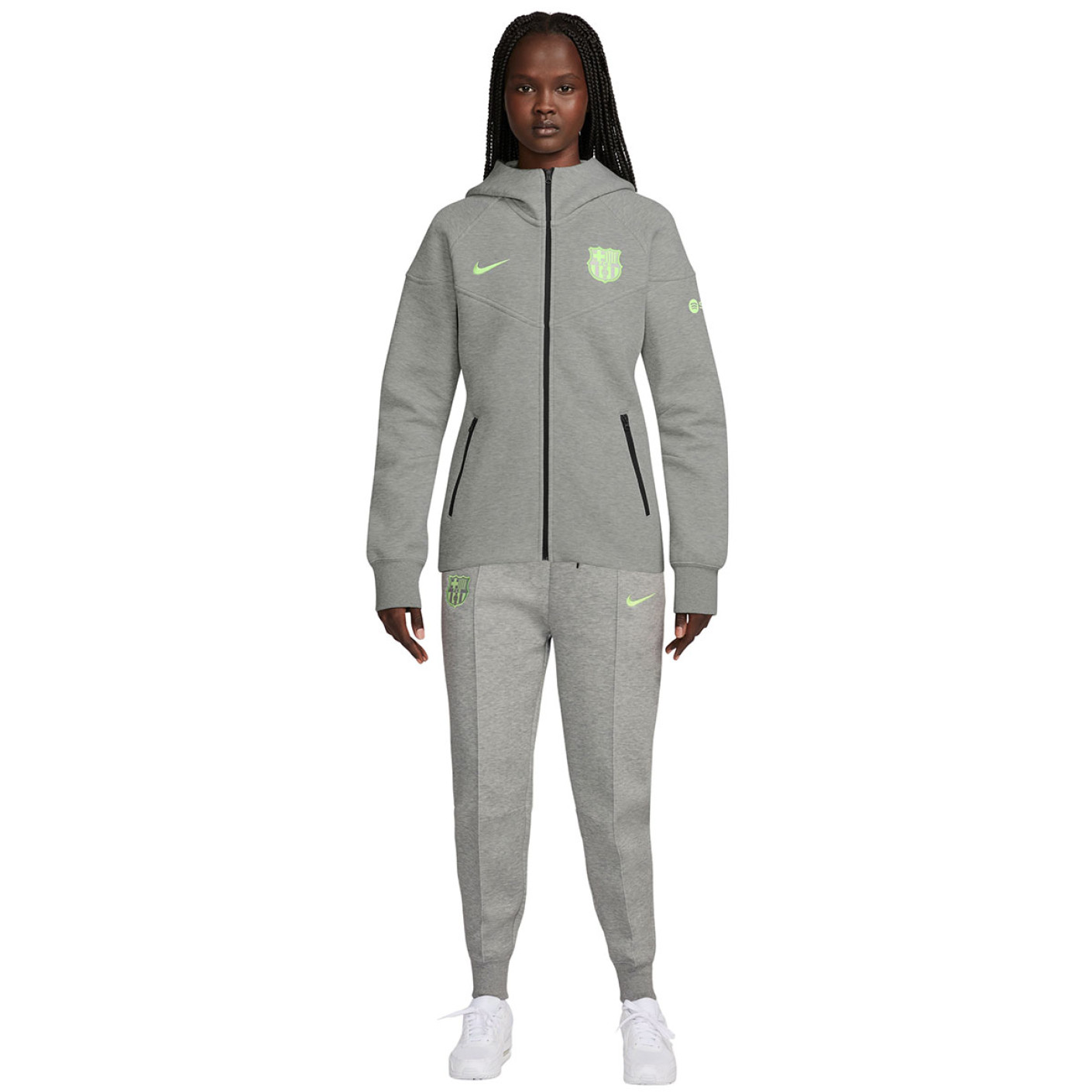 Nike FC Barcelone Tech Fleece Survêtement 2024-2025 Femmes Gris Vert Clair