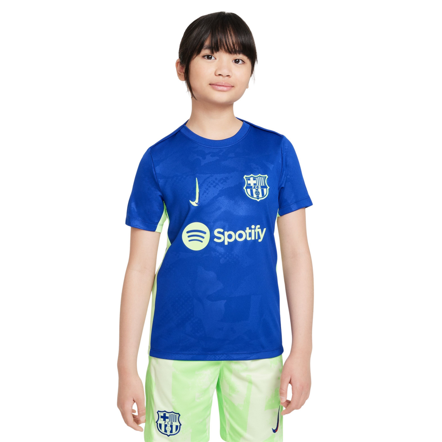 Nike FC Barcelona Pre-Match Trainingsshirt 2024-2025 Kids Blauw Grijs Groen