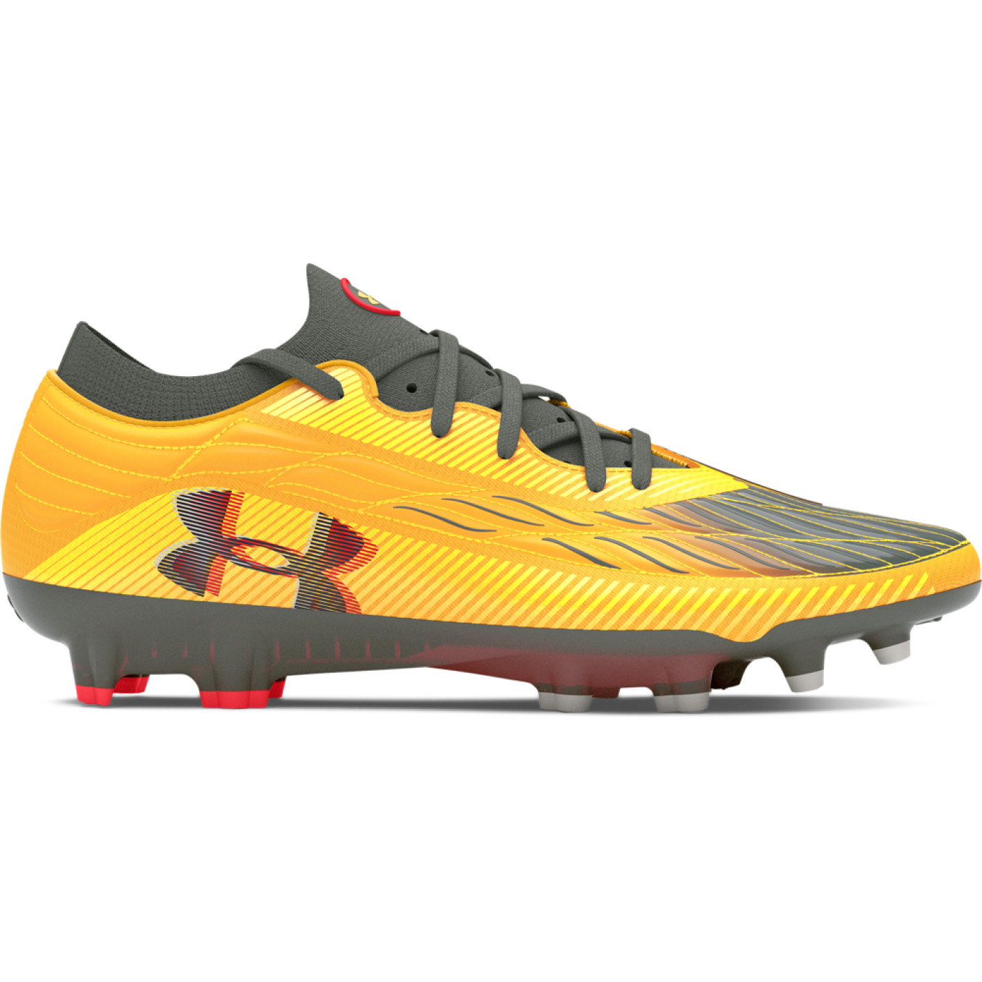 Under Armour Magnetico Elite 4.0 Gras Voetbalschoenen (FG) Geel Grijs Rood