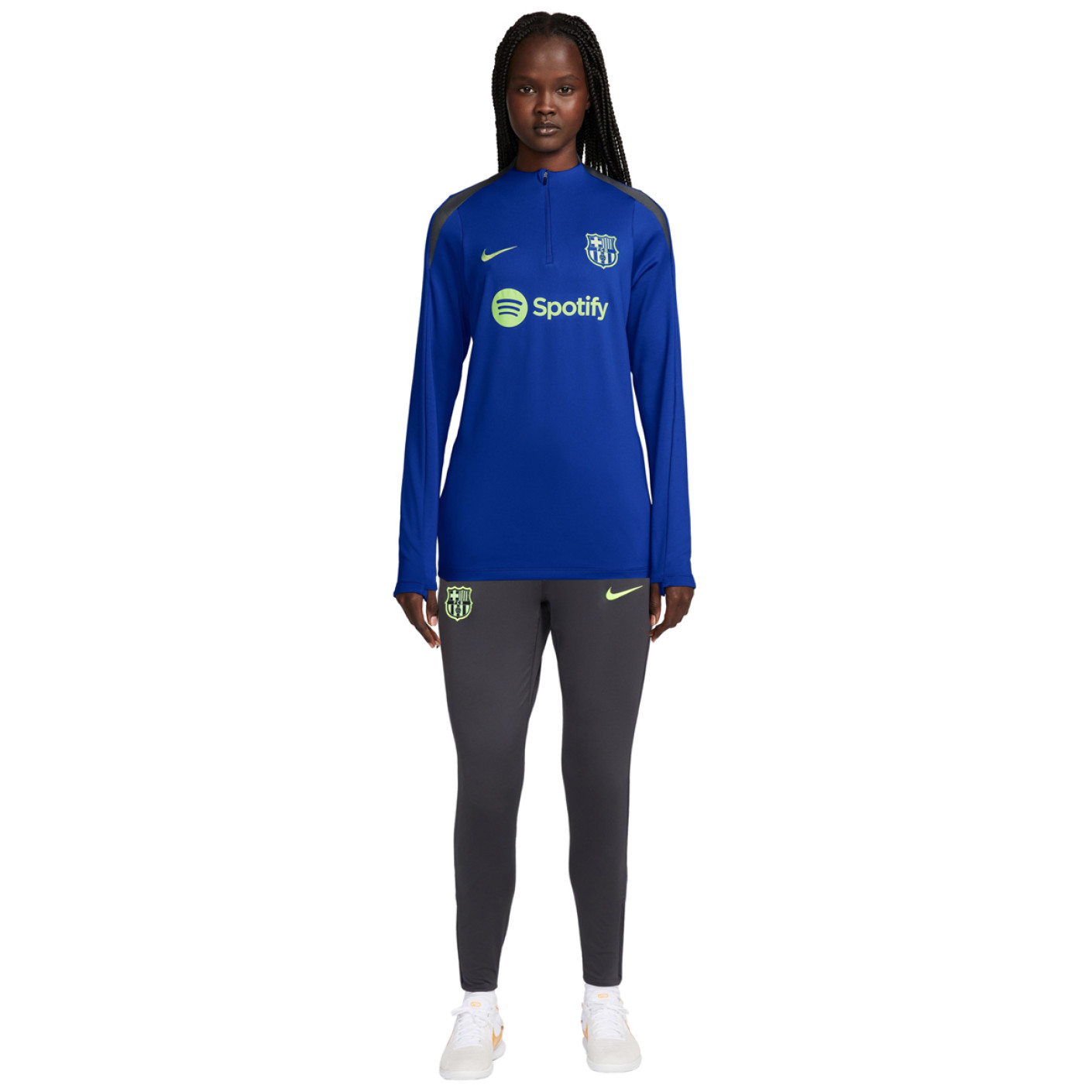 Nike FC Barcelona Strike Trainingspak 1/4-Zip 2024-2025 Dames Blauw Donkergrijs Lichtgroen