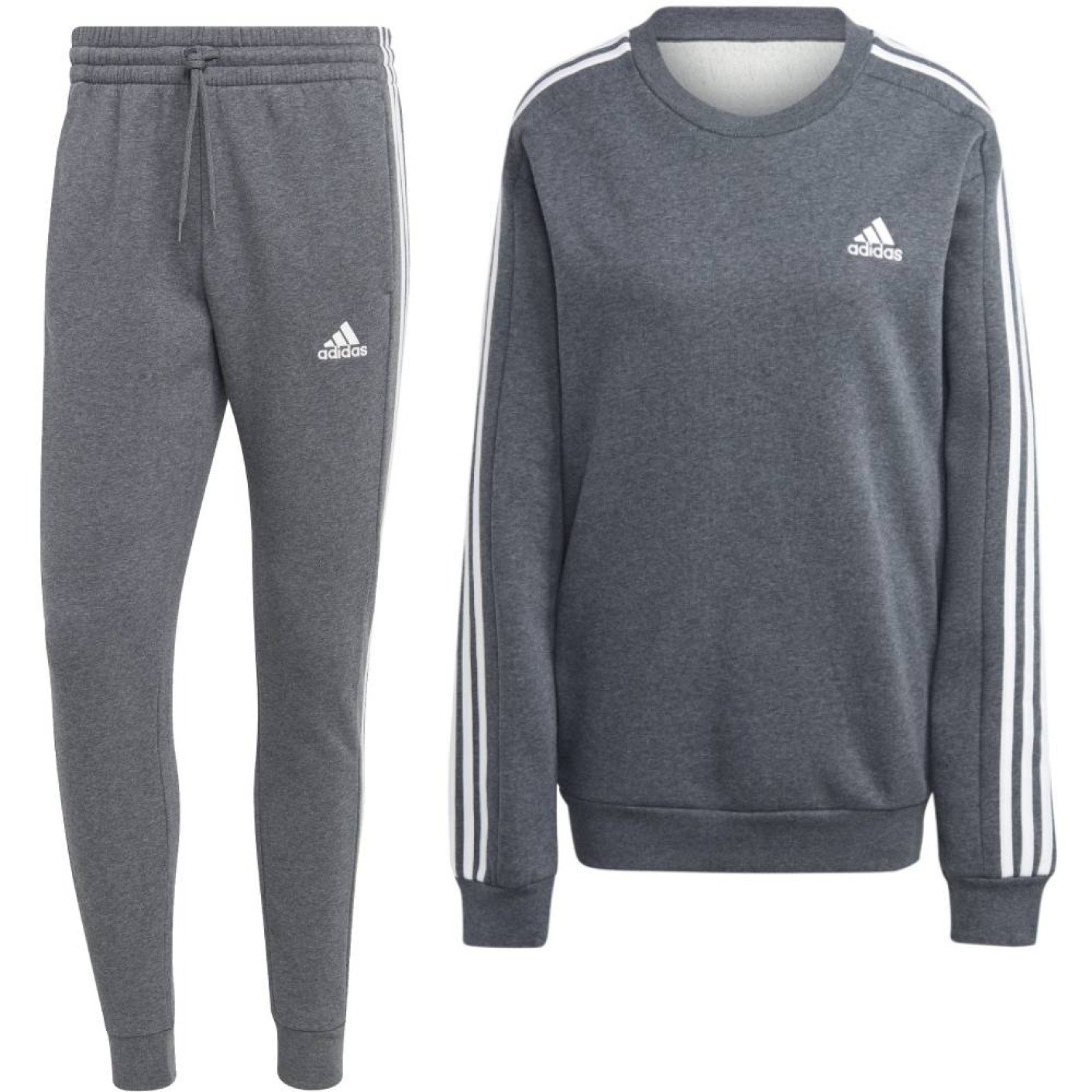 adidas Essentials Crew Joggingpak Donkergrijs Wit