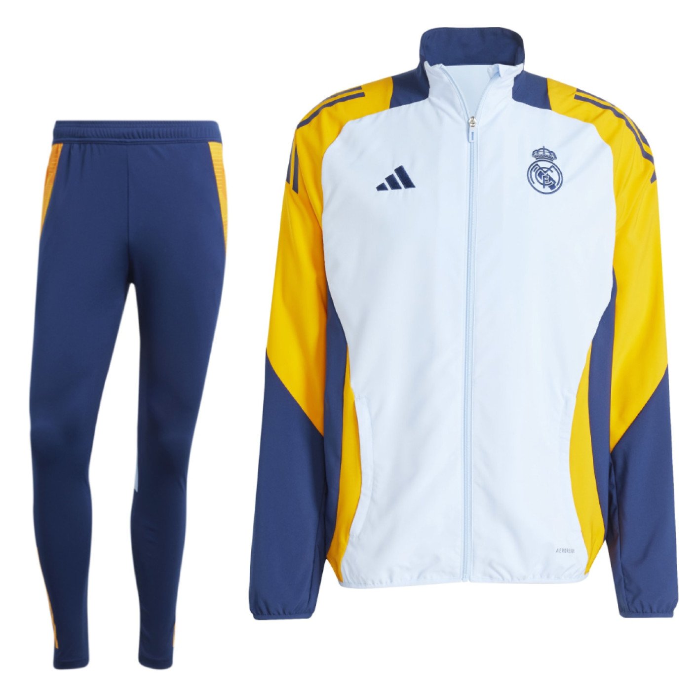 adidas Real Madrid Présentation Survêtement Full-Zip 2024-2025 Bleu Clair Bleu Foncé