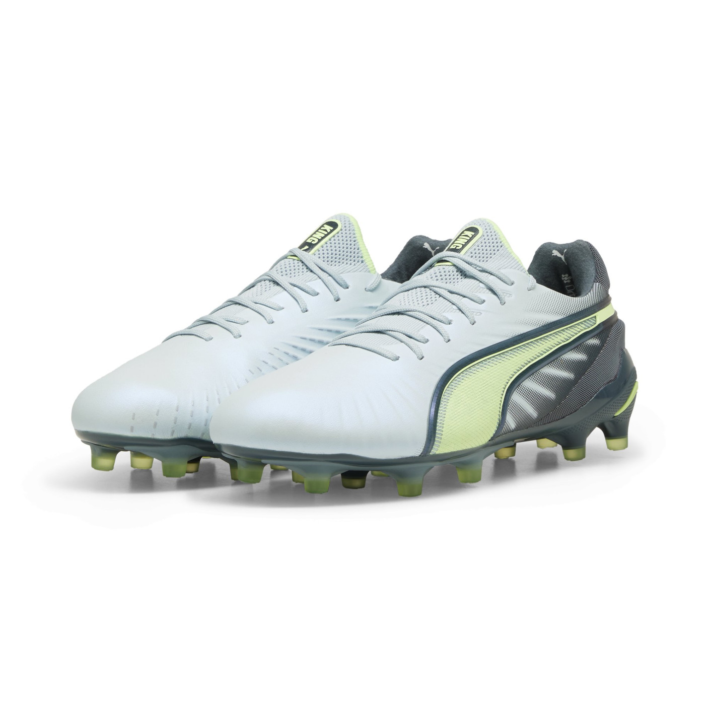 PUMA King Ultimate Gazon Naturel Gazon Artificiel Chaussures de Foot (MG) Femmes Gris Clair Gris Foncé Vert Clair