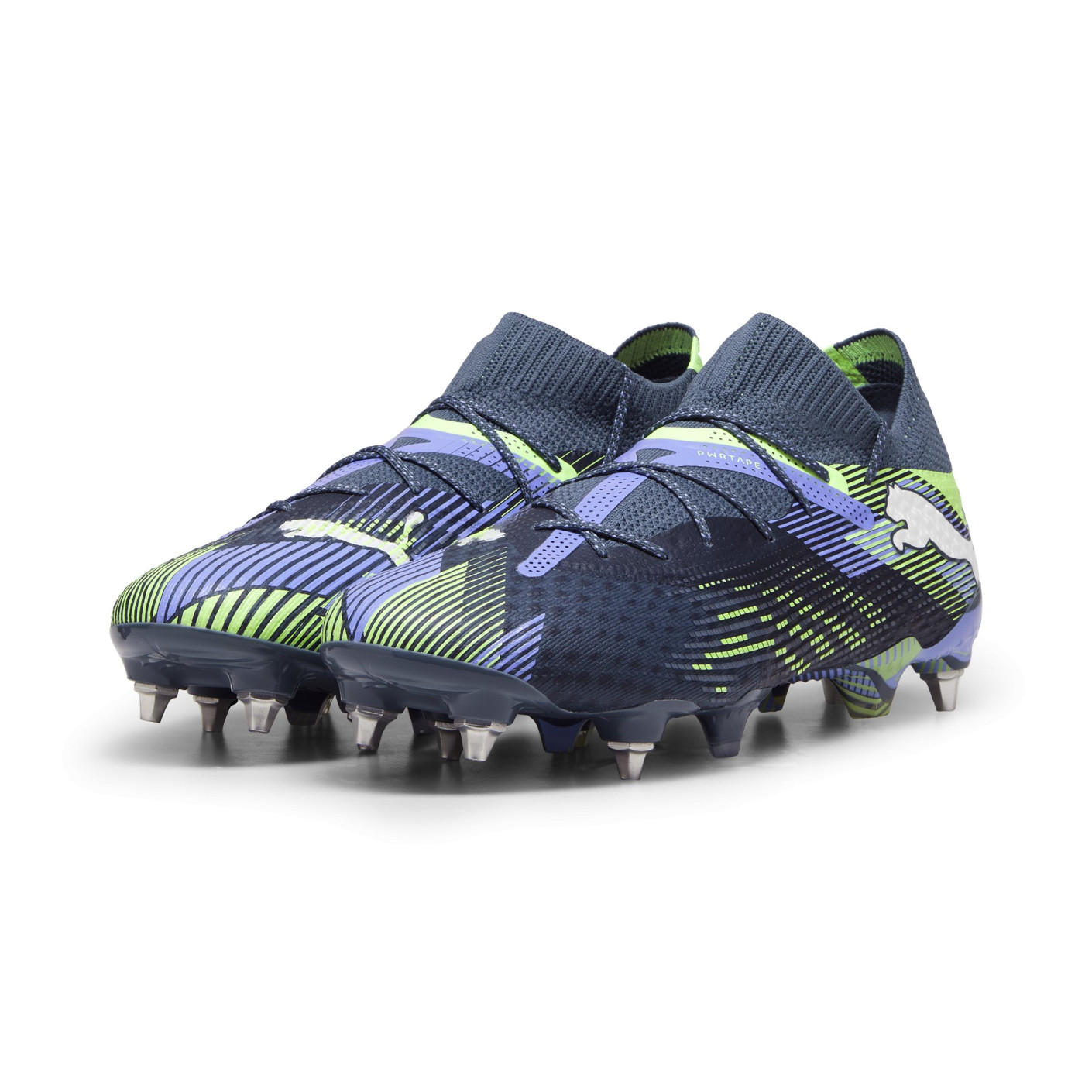 PUMA Future 7 Ultimate Crampons Visses Chaussures de Foot SG Gris Mauve Vert Blanc Voetbalshop.be