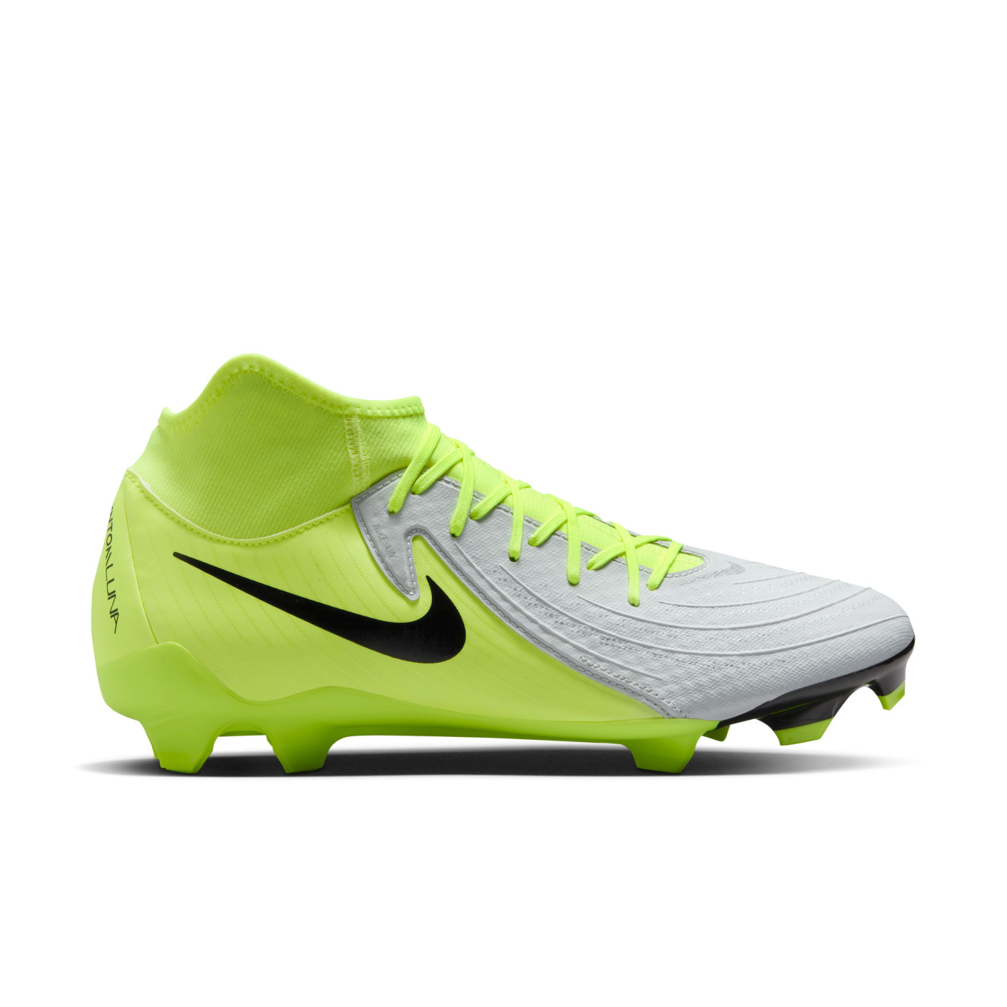 Nike Phantom Luna II Academy Gras / Kunstgras Voetbalschoenen (MG) Neongeel Zilver Zwart