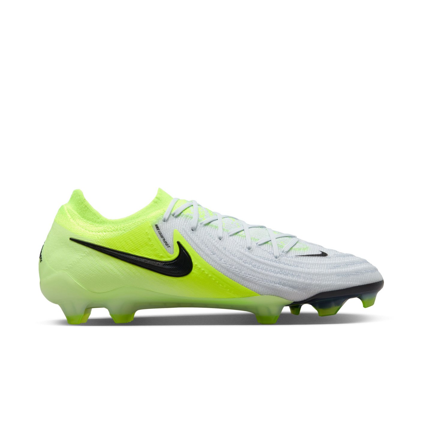 Nike Phantom GX II Elite Gazon Naturel Chaussures de Foot (FG) Néon Jaune Argenté Noir