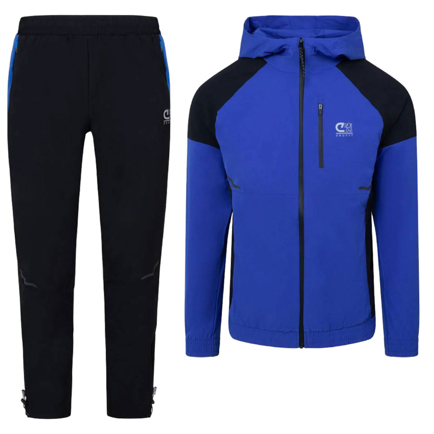 Cruyff Elite Trainingspak Full-Zip Blauw Zwart Zilver