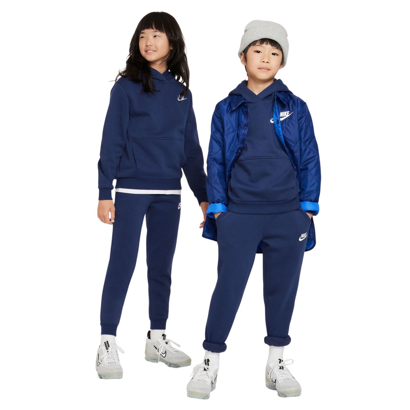 Nike Sportswear Club Fleece Survêtement à Capuche Enfants Bleu Foncé Blanc