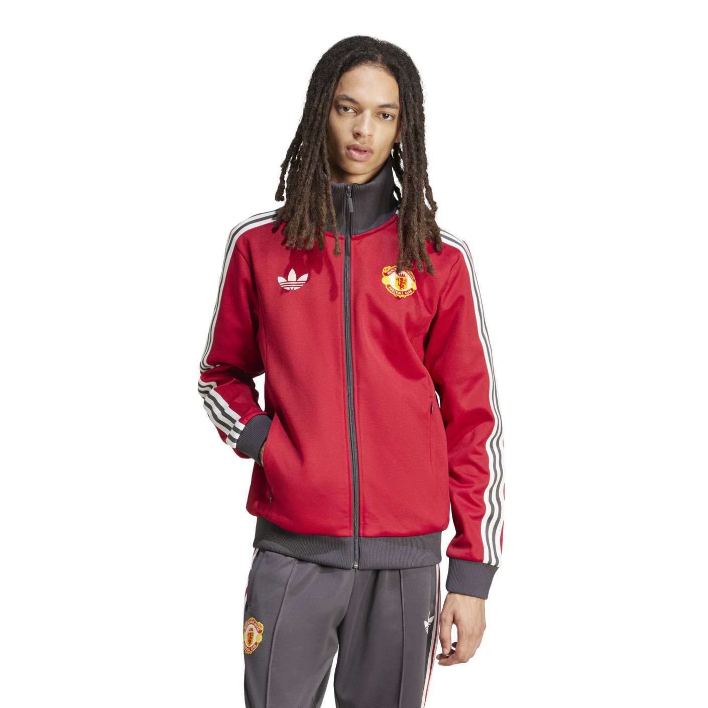 adidas Manchester United Culturewear Veste d'Entraînement 2024-2025 Rouge Gris Blanc