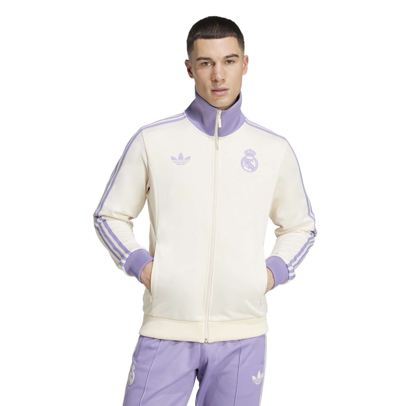 adidas Real Madrid Culturewear Trainingsjack 2024-2025 Gebroken Wit Lichtpaars