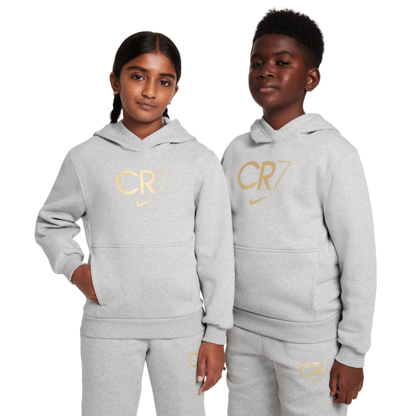 Nike CR7 Club Fleece Sweat à Capuche Enfants Gris Clair Doré Bleu Rose