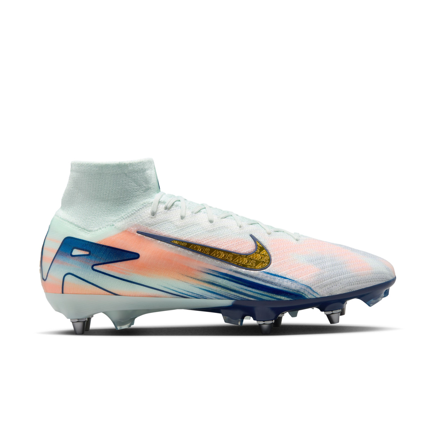 Nike Zoom Mercurial Superfly 10 Elite MDS Crampons Visses Chaussures de Foot SG Vert Menthe Bleu Rose Dore