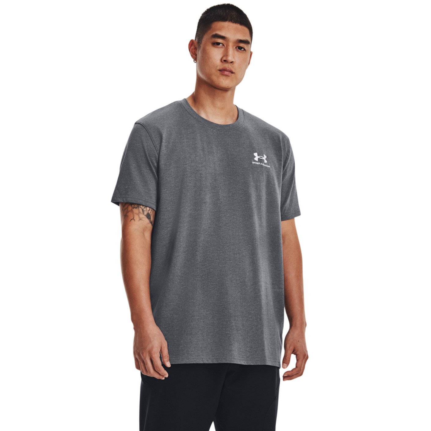 Under Armour Heavyweight T-Shirt Logo Gris Blanc