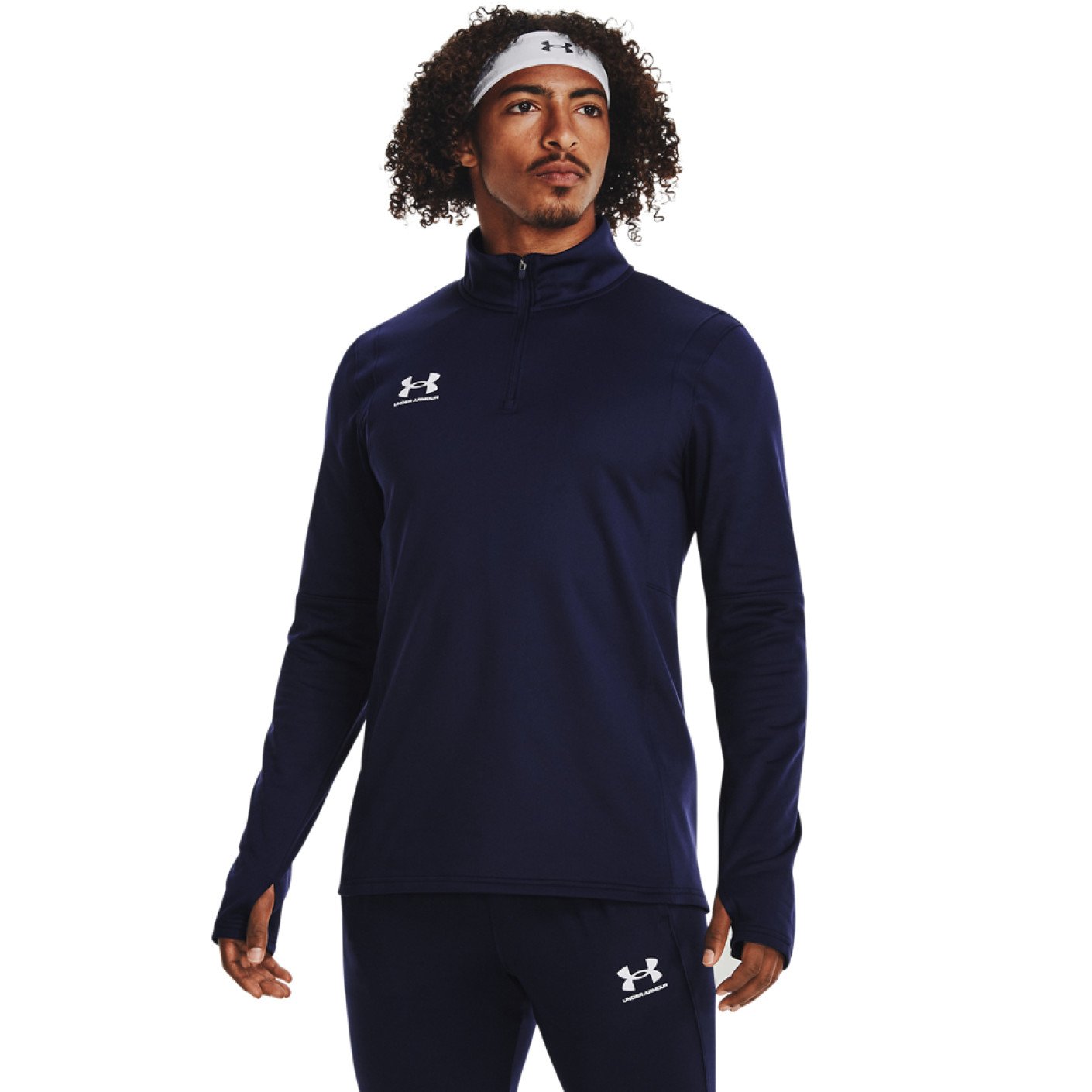 Haut d'entraînement Under Armour Challenger 1/4-Zip bleu foncé blanc