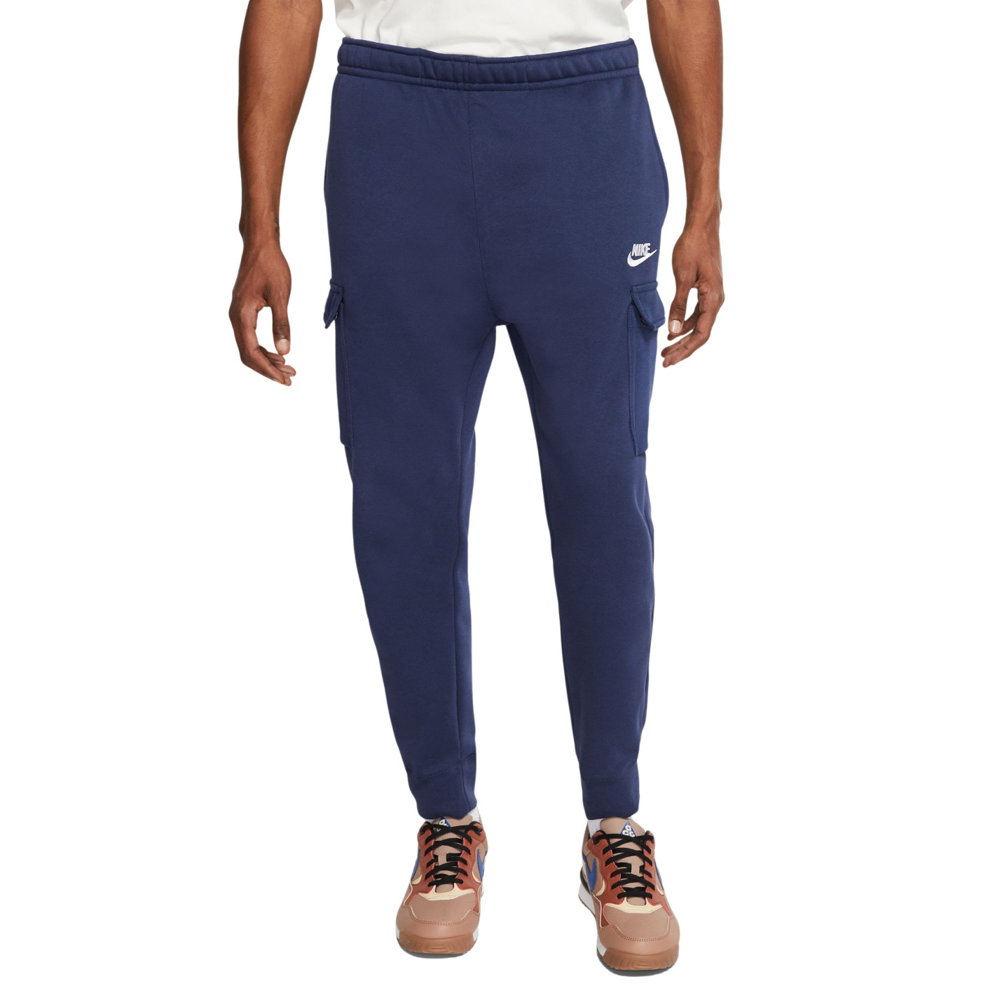 Pantalon cargo en polaire Nike Sportswear Club bleu foncé blanc