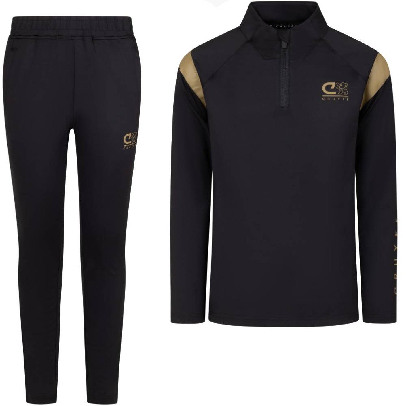 Cruyff Farrel Trainingspak 1/4-Zip Zwart Goud