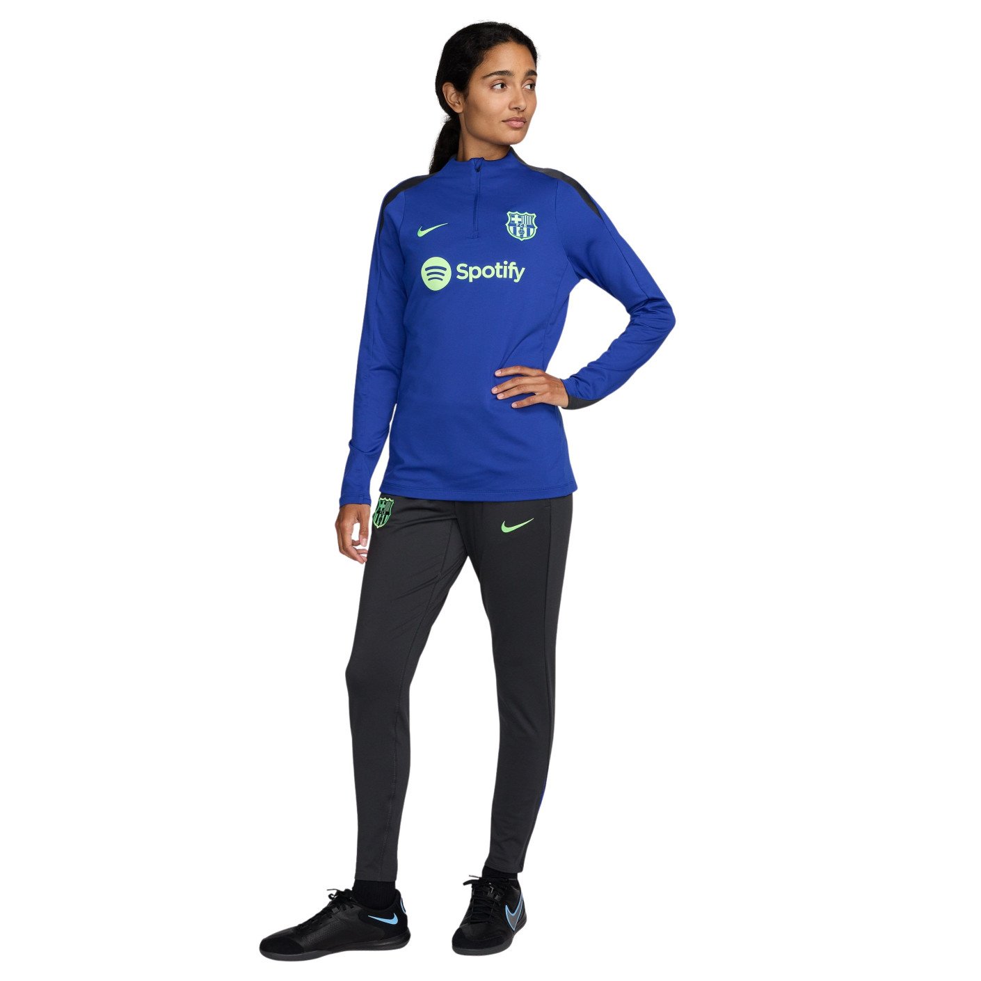 Nike FC Barcelona Strike Trainingspak 1/4-Zip 2024-2025 Dames Blauw Donkergrijs Lichtgroen