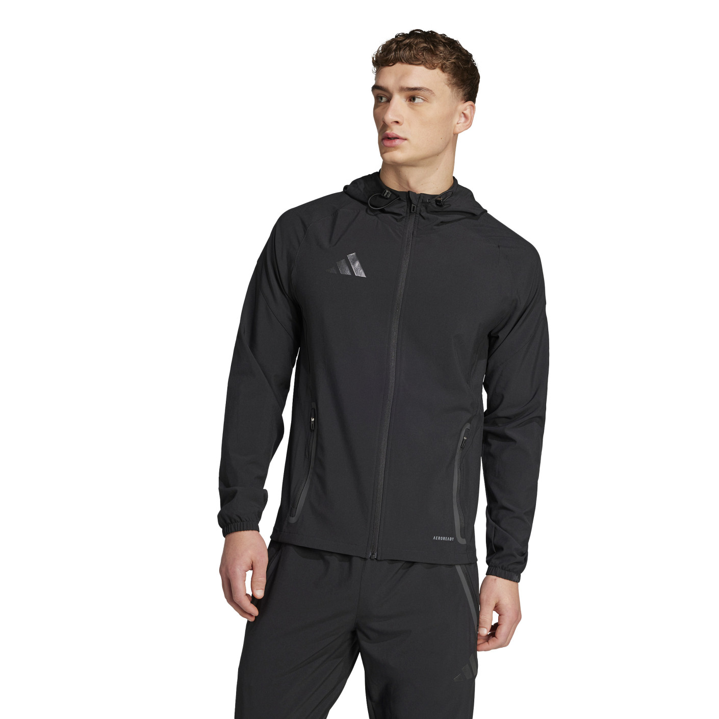 adidas Tiro 25 Vis Tech Competition Hooded Trainingsjack Zwart Donkergrijs