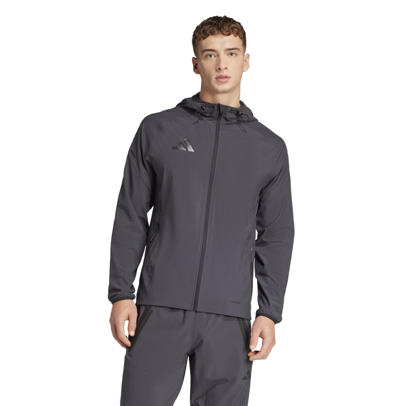 adidas Tiro 25 Vis Tech Pro Hooded Trainingsjack Donkergrijs Zwart