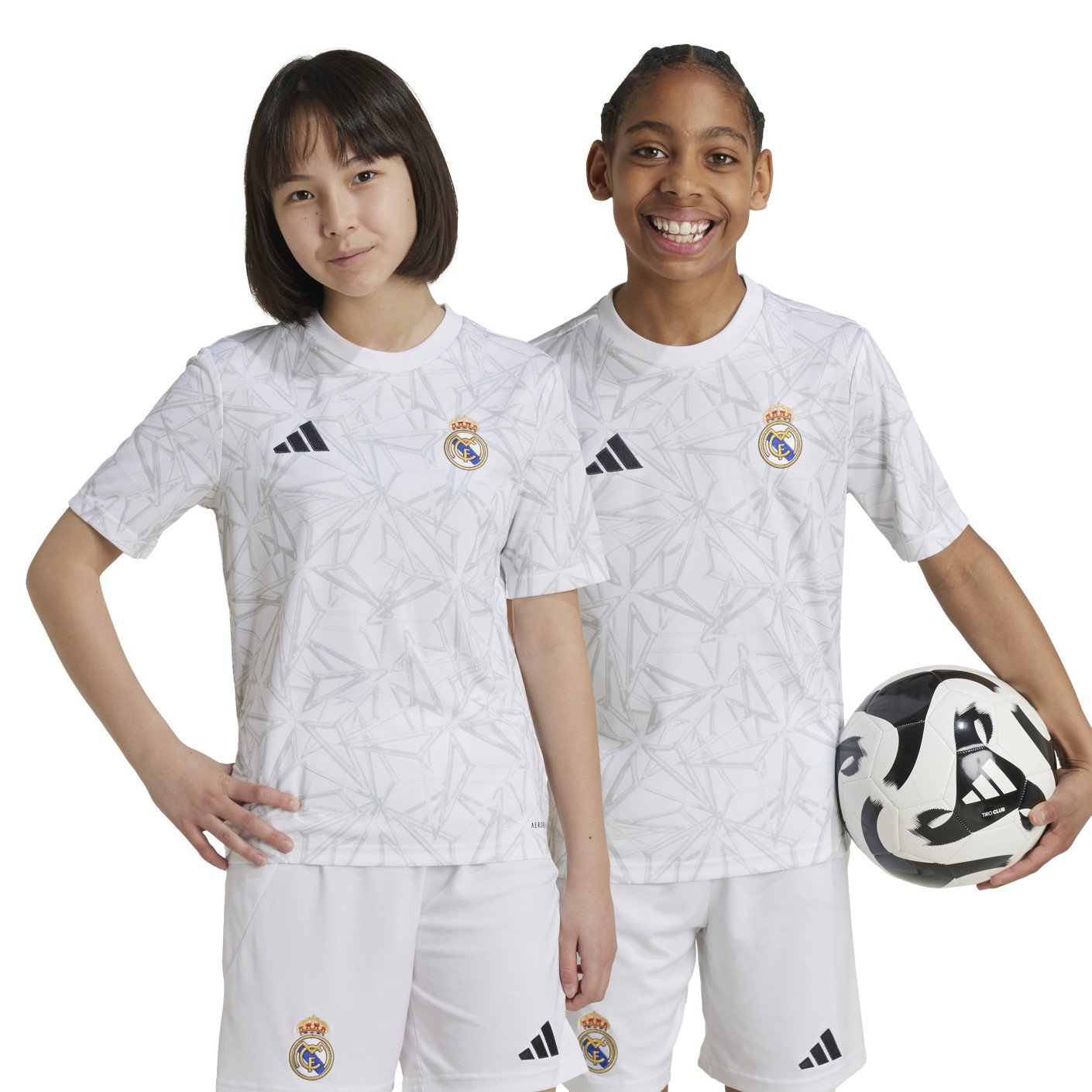 adidas Real Madrid Pre-Match Maillot d'Entraînement 2024-2025 Enfants Blanc Gris