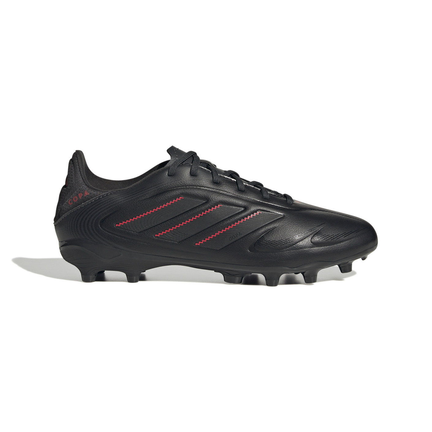 Chaussures de football Adidas Copa Pure III League en gazon et gazon artificiel (MG) pour enfants, noir, gris foncé, rouge