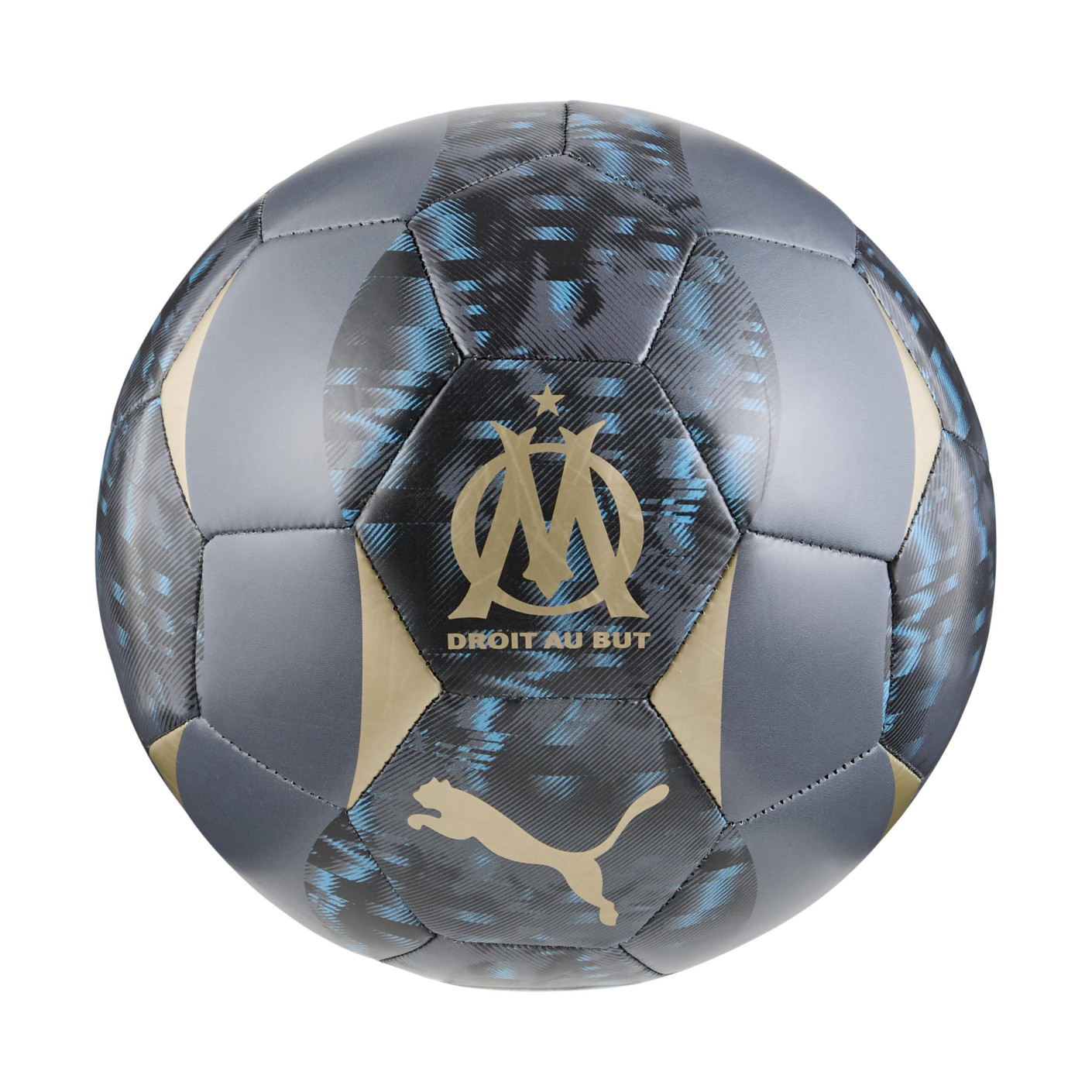 PUMA Olympique Marseille Ballon de Foot Taille 5 Gris Doré Bleu