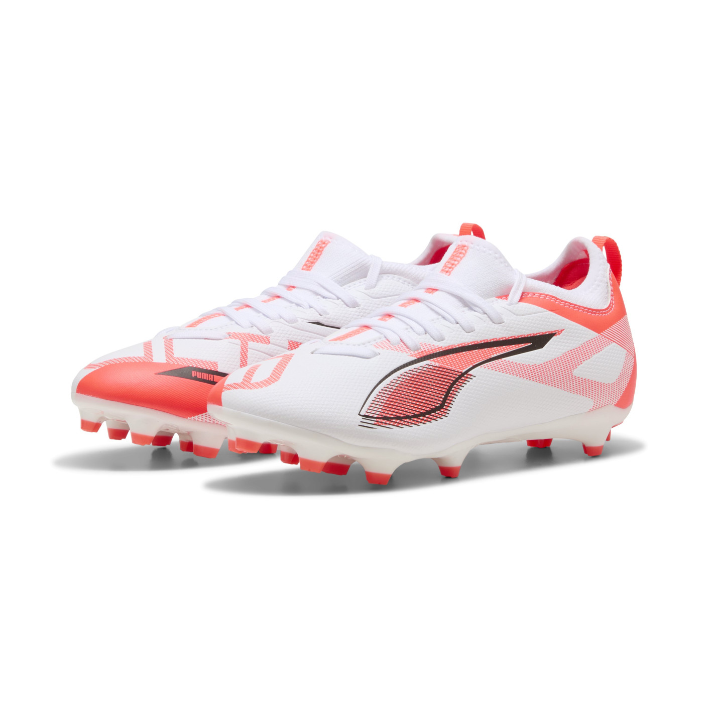 PUMA Ultra 5 Match Gazon Naturel Gazon Artificiel Chaussures de Foot (MG) Enfants Blanc Noir Rouge