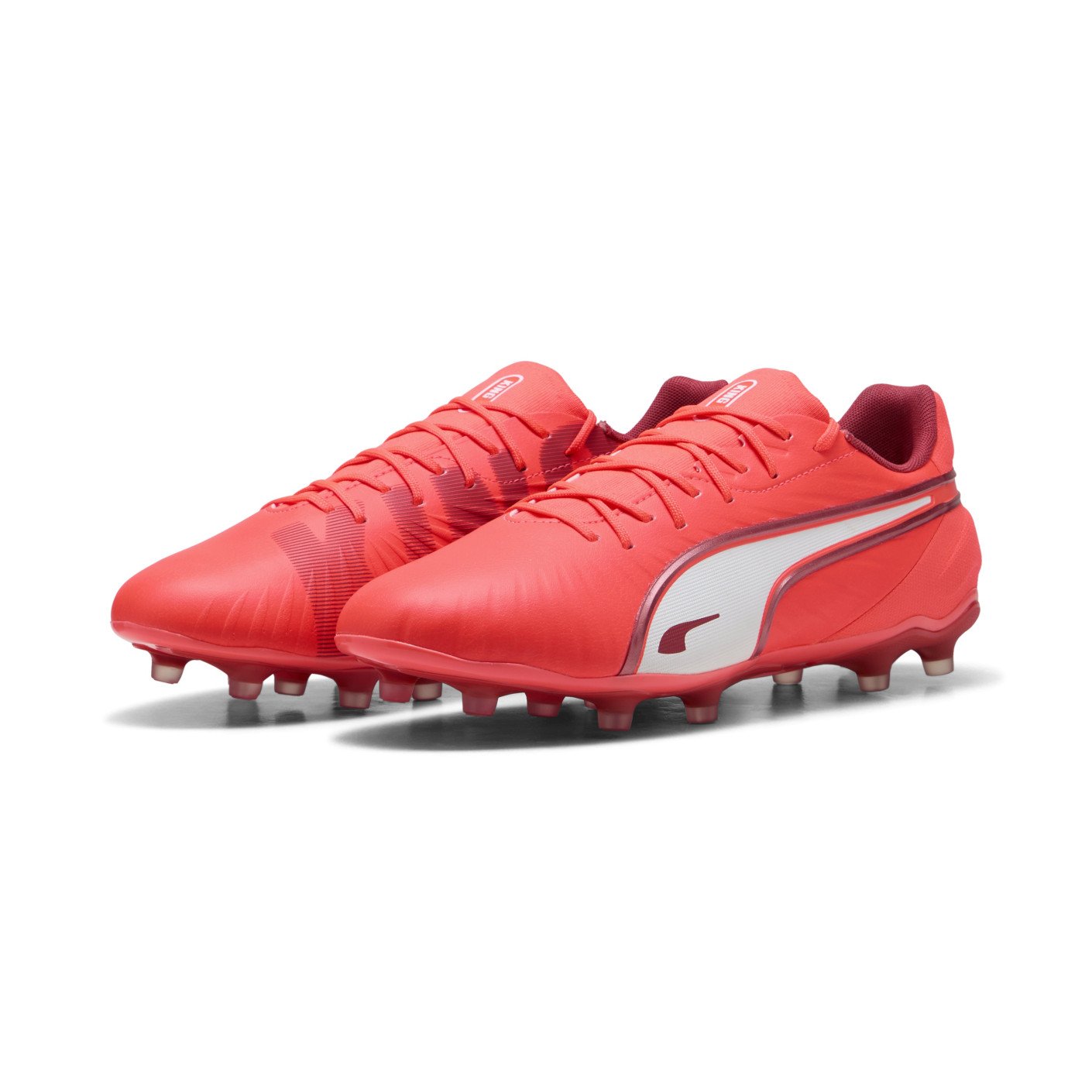 PUMA King Match Gazon Naturel Gazon Artificiel Chaussures de Foot (MG) Rouge Blanc