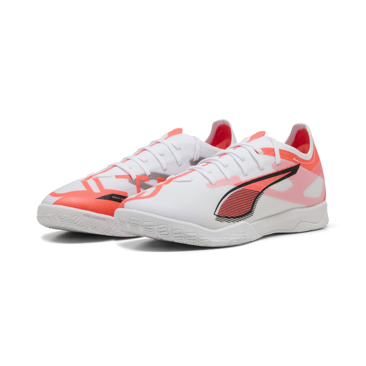 PUMA Ultra 5 Match Chaussures de Foot en Salle (IN) Blanc Noir Rouge