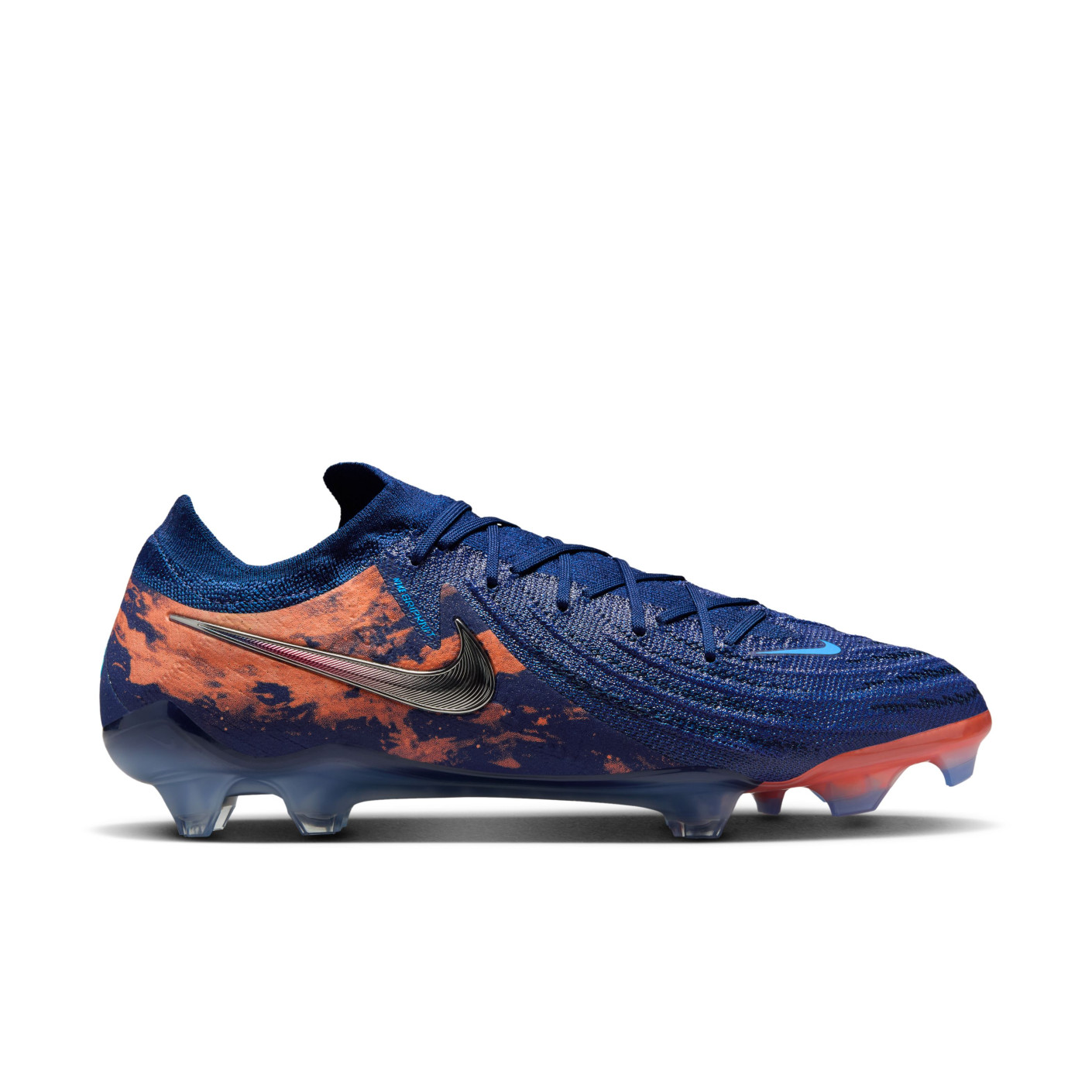 Nike Phantom GX II Haaland Elite Gazon Naturel Chaussures de Foot (FG) Bleu Foncé Orange Argenté