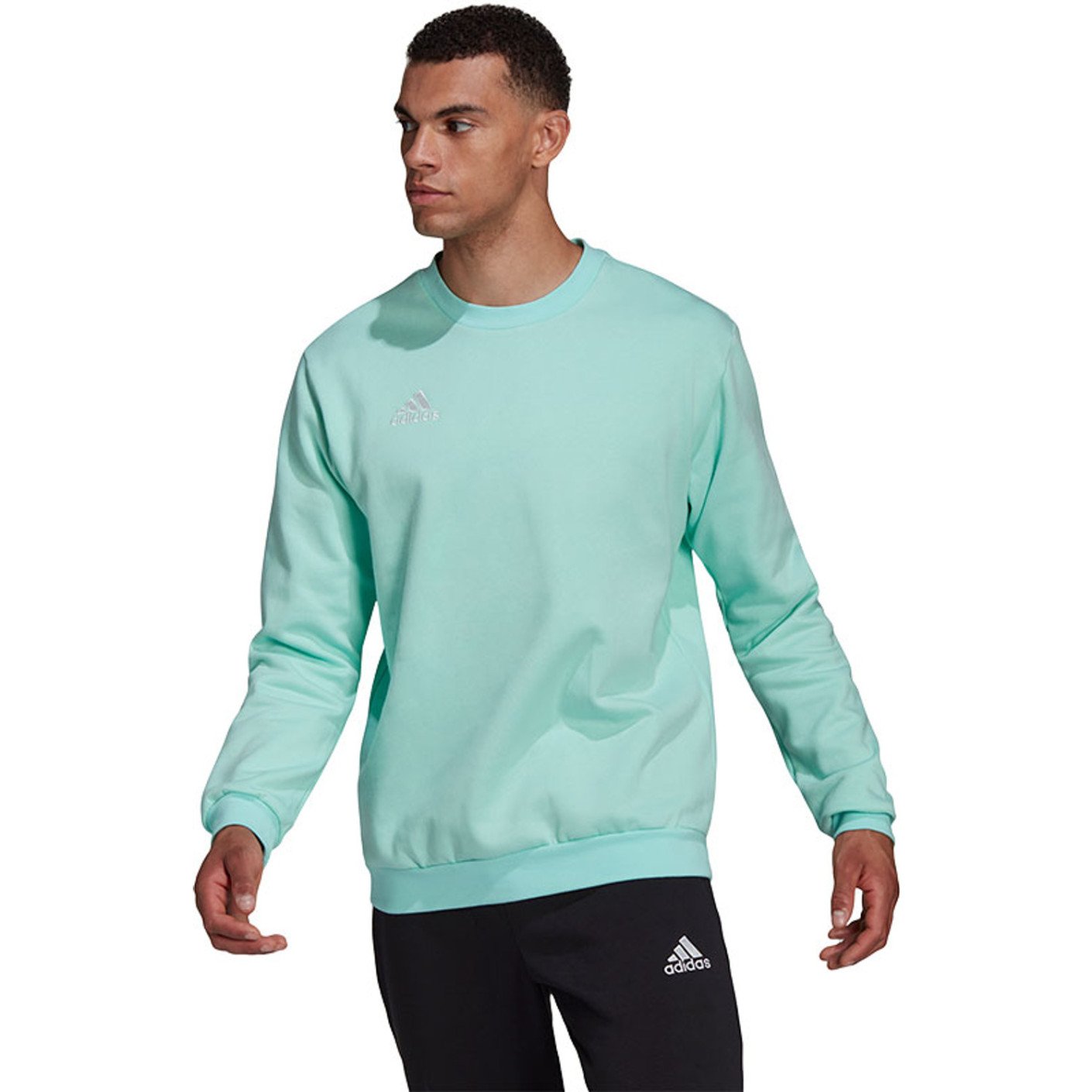 Pull à col rond adidas Entrada 22 blanc turquoise