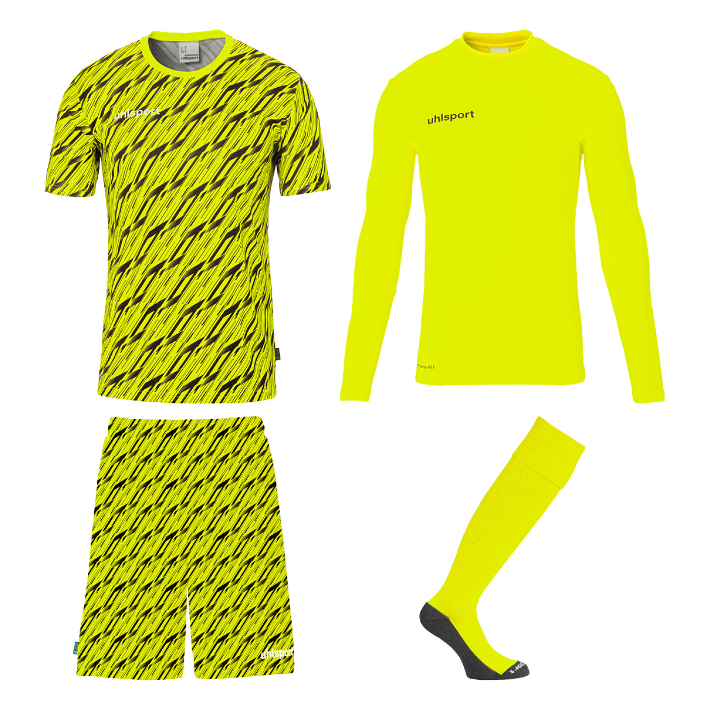 Kit de gardien de but Uhlsport Progressive pour enfants, jaune vif