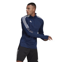 Haut d'Entraînement chaud adidas Tiro 21 bleu foncé blanc