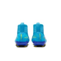 Nike Zoom Mercurial Superfly 9 Mbappé Academy Gazon Naturel Artificiel Chaussures de Foot (MG) Enfants Bleu Clair Jaune Orange