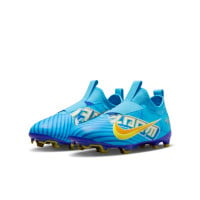 Nike Zoom Mercurial Vapor 15 Mbappé Academy Veterloze Gras / Kunstgras Voetbalschoenen (MG) Kids Lichtblauw Geel Oranje