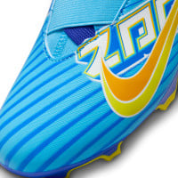 Nike Zoom Mercurial Vapor 15 Mbappé Academy Veterloze Gras / Kunstgras Voetbalschoenen (MG) Kids Lichtblauw Geel Oranje