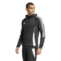 Survêtement à capuche Adidas Tiro 24 à fermeture éclair 1/4, noir et blanc